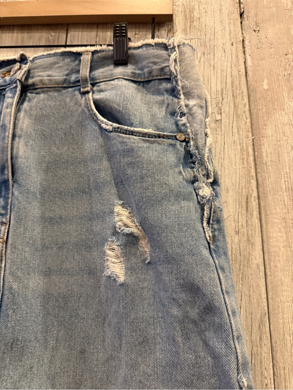 Zara Light Blue Asymmetrical Distressed Denim Skirt - Picture 4 of 9
